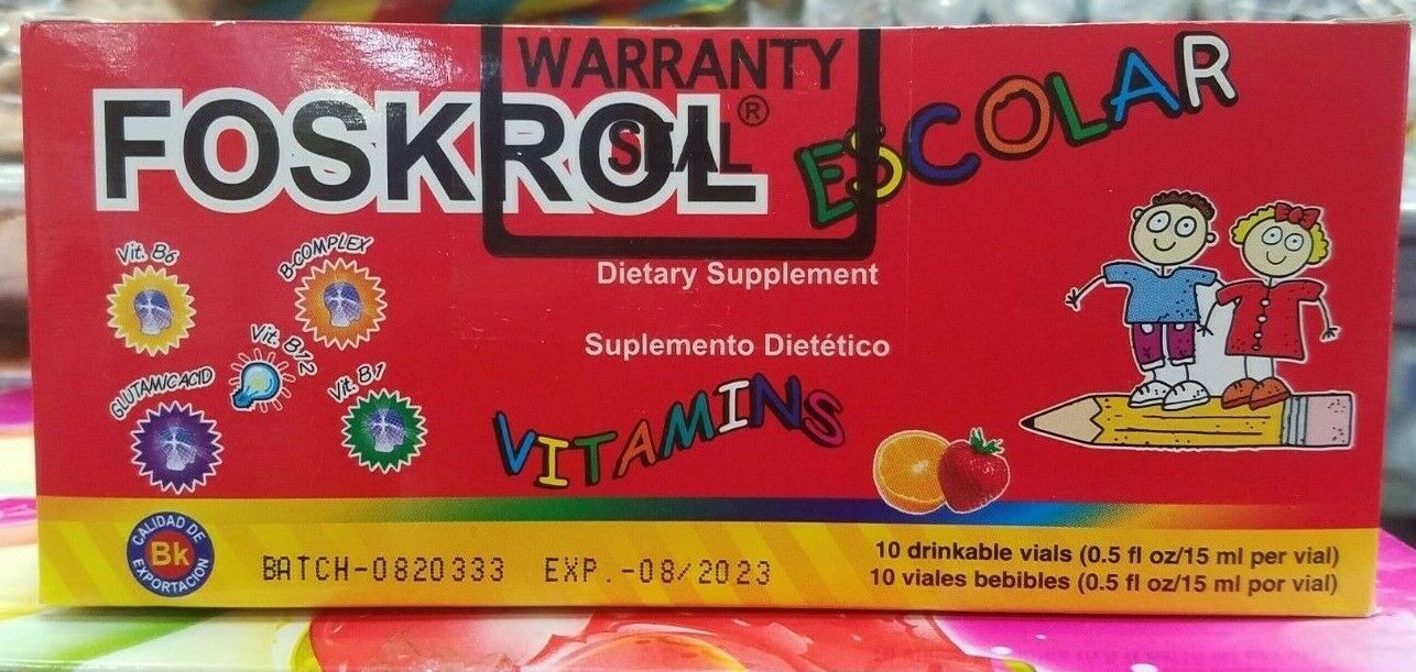 Primary image for 2 PACK FOSKROL ESCOLAR DIETARY SUPPLEMENT FROM EL SALVADOR LABORATORIOS LOPEZ