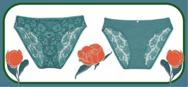 XS French Sage Green Victorias Secret FULL Back Floral Lace Keyhole Bikini Panty - £9.83 GBP