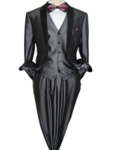 Men&#39;s Lorenzo Bruno Shawl Tuxedo Slim 3 Piece Formal Suit S6501V Gray Me... - £51.76 GBP