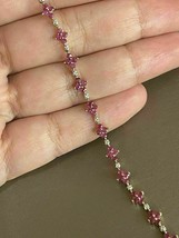 5.10Ct Round Cut Simulated Pink Ruby Tennis Bracelet  Gold Plated 925 Silver - £158.23 GBP