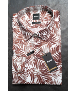 HUGO BOSS Uomo Hank Kent Slim Fit Foglia Stampa Cotone Elastico Camicia ... - $87.71 CAD
