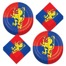 HOME &amp; HOOPLA Medieval Knight Party Dragon Paper Dessert Plates and Beverage Nap - £12.08 GBP