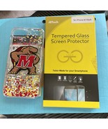 iPHONE 7 Case Glitter /Stars University of Maryland + Tempered Glass Pro... - $8.13 CAD