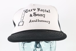 Vintage 90s Marv Kastel &amp; Sons Auctioneers Spell Out Trucker Hat Snapback Black - £14.66 GBP