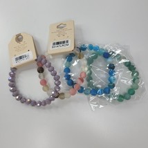Crystal Avenue Stretch Bracelet Lot of 4 Rainbow Round Beads - £11.24 GBP