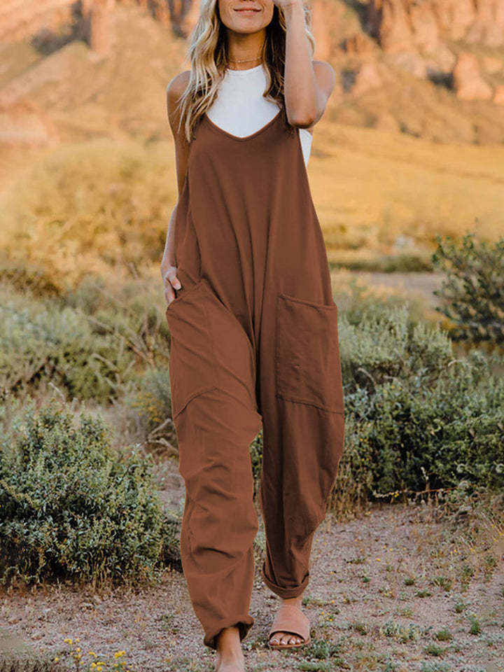 Double Take Full Size Sleeveless V-Neck Pocketed Jumpsuit - $19.80