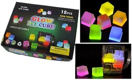 12 Light Up Glow In The Dary Ice Cubes Light Up Bar Novelties Cube Drinking New - £9.87 GBP