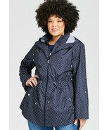 Avenue Women's Plus Parka In A Pocket Navy Spot Size 26/28 Full Zip Hooded $99 - $38.69