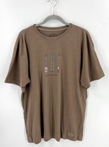 Life Is Good T Shirt Mens Large Brown Grill Seeker Graphic Tee Cotton - $24.75