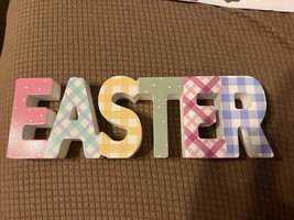 Wooden Block Letter &#39;Easter&#39; Free Standing Tabletop Sign - Spritz - £4.03 GBP