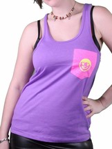 Neff Mujer Violeta O Océano Gwen Bolsillo Smiley Chupón Cara Tanque Camiseta Nwt - £11.38 GBP