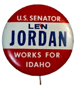 Vtg 1966 Pinback Button Len Jordan For United States Senator Works for I... - $14.87 CAD