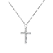 14k WHITE GOLD finish over Real Sterling Silver Small Cross Necklace - £31.16 GBP