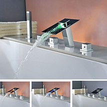 Cascada Deck Mounted Water Power LED Bathroom Sink Faucet (Chrome Finish) - £226.81 GBP
