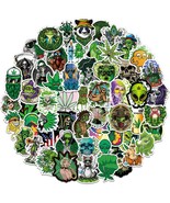 100Pcs Green Cannabis Cartoon Character Leaves Stickers for Laptop Luggage Motor - £9.49 GBP