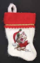 Vintage Morehead Stocking Fuzzy Christmas Carol Singing Kitty Cat Kitten 6&quot; - £9.64 GBP