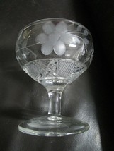 Vintage Wheat Floral Etched Glass Dessert Goblet, Floral Etched Crystal ... - £58.25 GBP