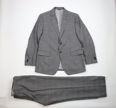 Banana Republic Mens 44R 38x31 2 Piece Tailored Slim Fit Suit Wool Gray Plaid - £126.18 GBP