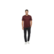 Men Dressy T-Shirt Log-In Uomo Soft Crew Neck Silky Short Sleeves 218 Burgundy image 8