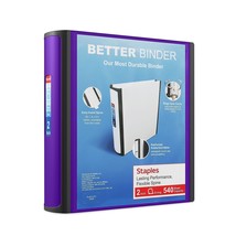 Staples Better 2-Inch D 3-Ring View Binder Purple (20247) 895622 - £19.80 GBP