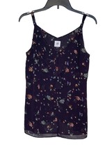 Cabi Women&#39;s Tank Top Stripe Floral Ruffle V-Neck Adjustable Strap Black Medium - £15.81 GBP