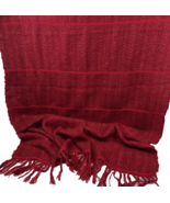 Nantucket Looms Handwoven Mohair Wool Throw Blanket Red Fringe 84 x 48 U... - $185.00