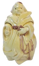 Vintage RED WING Cookie Jar &quot;Thou Shalt Not Steal&quot; Friar Tuck Monk 1940s Yellow  - £47.94 GBP