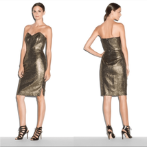 Milly Marta Couture Metallic Strapless Dress, Gold/Black, Boned, Size 8, NWT - $233.75