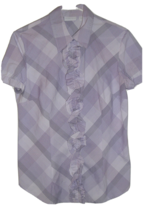 New York and Company Blouse Purple Button Down Short Sleeves Shirt Top P... - £15.68 GBP