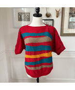 Vintage 80s Chaus Boat Neck Brush Stroke Bold Sweater M - $477.66 MXN