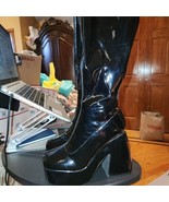 NEW Dolls Kill Lady Go Diva Black Knee high full zip platform boots, size 6 - £23.19 GBP