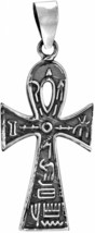 Eternal Ankh Cross With Hieroglyphics .925 Sterling Silver Pendant - $72.76