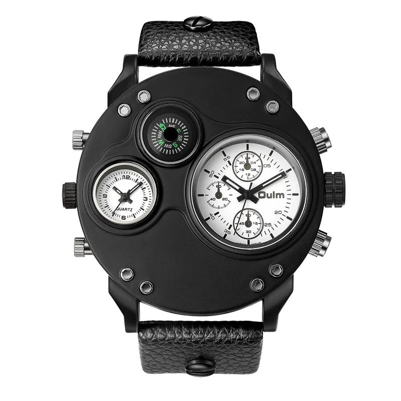 Watch Oulm Unique   Men   Two Time Zone Wristwatch Decorative Comp Male Watch  m - $61.73