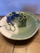 Kent Follette Signed Studio Art Pottery Dish Green Blue Purple - $25.00