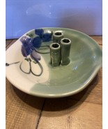 Kent Follette Signed Studio Art Pottery Dish Green Blue Purple - £19.65 GBP