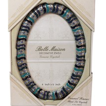 NIB Belle Maison Decorative Jewels Enamel Picture Frame Oval Blue 4x6 Kohls - £11.69 GBP