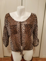Dolled Up Fang Women&#39;s Size Large Sheer Cheeta Print Blouse (NEW) - £11.90 GBP