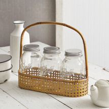 Metal Bamboo Caddy with 3 Storage jars - £38.57 GBP