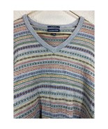 Lands End Grandpa Sweater Striped 100% Merino Wool Pullover V Neck Mens ... - $41.98 CAD