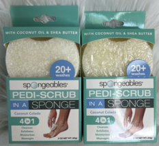 2x Spongeables Pedi Scrub Foot Scrubber Coconut Colada Shea Butter 20+ W... - $16.72