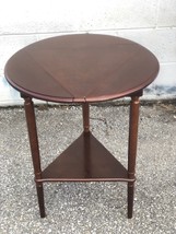 Vintage Bombay Société Triple Abattant en Bois Table Triangle Ou Rond Affichage - $223.83