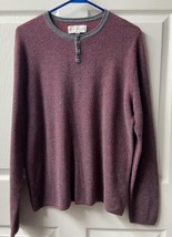 Lucky Brand Henley Long Sleeved Sweater Mens Size Medium Red Waffle Weave - £11.77 GBP