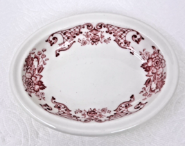 Syracuse Red Floral Small Oval Fruit Bowl Soap Dish 5 3/4 x 4.5&quot; Restaur... - $14.36