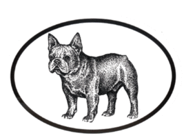 French Bulldog Decal - Dog Breed Oval Vinyl Black &amp; White Window Sticker - £3.19 GBP