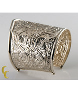 Sterling Silver .925 Extra Wide Cuff Bracelet Vine Pattern Gift for Her - £227.34 GBP