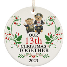 Funny Couple Bear Ornament Gift Decor 13th Wedding Anniversary 13 Year Christmas - £11.83 GBP