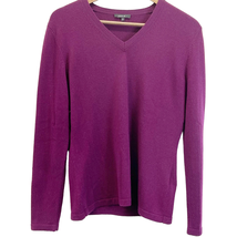 Lafayette 148 Womens M Wool Cashmere V-Neck Sweater Plum Purple Fine Knit  - £54.52 GBP