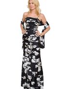 JS Collections Print Satin laser cut Gown and scarf  Sz 6 Black white - $88.70