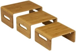 Rectangular Riser Set Made Of Bamboo In A Natural Finish, Model Sb101 By - £183.79 GBP