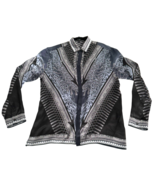 Versace Collection City Men&#39;s Size 42 100% Silk Shirt Blue Gray Button F... - €1.026,93 EUR